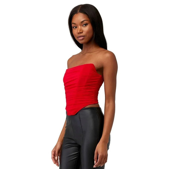 Steve Madden Dahlia Corset Top in Red Womens Bustier Tank - Picture 3 of 10